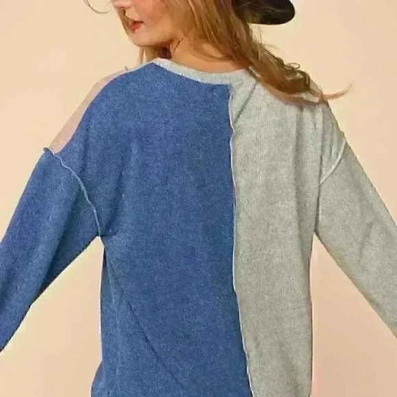 Asymmetrical Colorblock Sweater - Picture 3 of 4